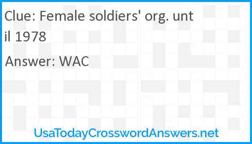 Female soldiers' org. until 1978 Answer