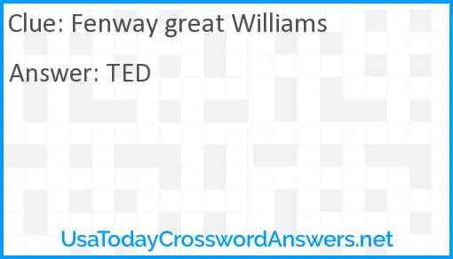 Fenway great Williams Answer