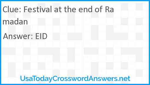 Festival at the end of Ramadan Answer