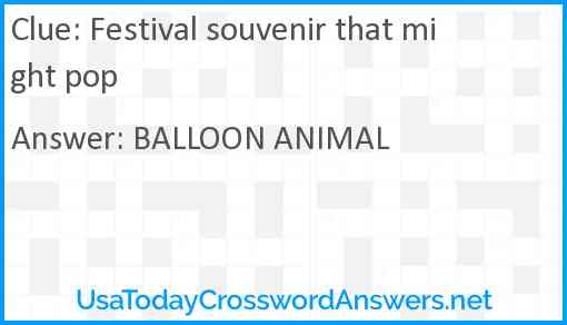 Festival souvenir that might pop Answer