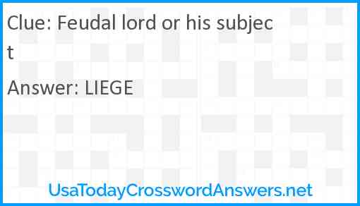 Feudal lord or his subject Answer