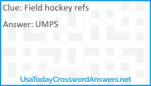 Field hockey refs Answer