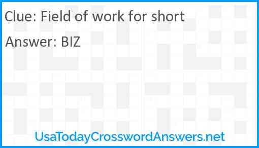 Field of work for short Answer