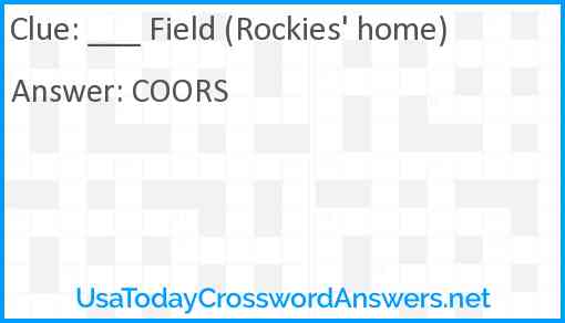 ___ Field (Rockies' home) Answer