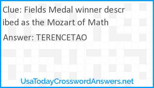 Fields Medal winner described as the Mozart of Math Answer