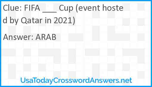 FIFA ___ Cup (event hosted by Qatar in 2021) Answer