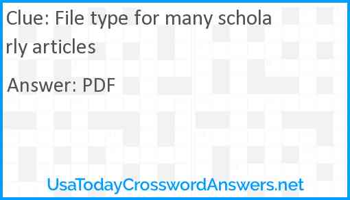 File type for many scholarly articles Answer