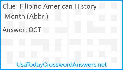 Filipino American History Month (Abbr.) Answer