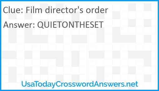 Film director's order Answer