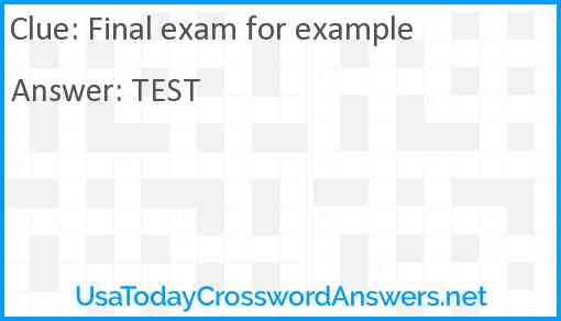 Final exam for example Answer