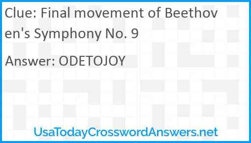 Final movement of Beethoven's Symphony No. 9 Answer
