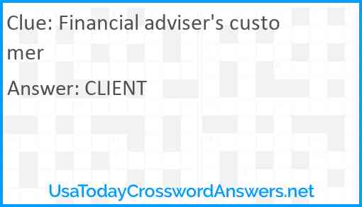 Financial adviser's customer Answer