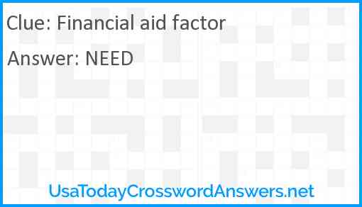 Financial aid factor Answer