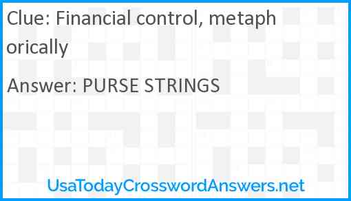 Financial control, metaphorically Answer