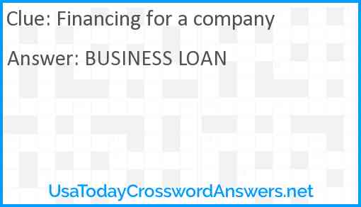 Financing for a company Answer