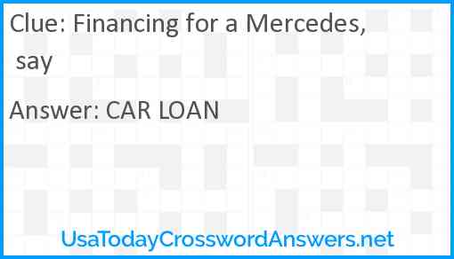 Financing for a Mercedes, say Answer