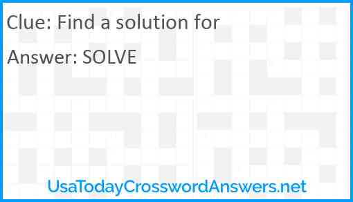 Find a solution for Answer