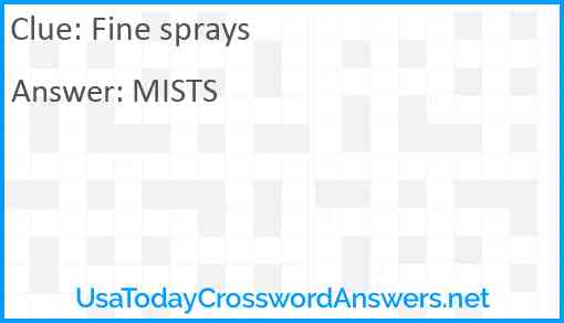 Fine sprays Answer