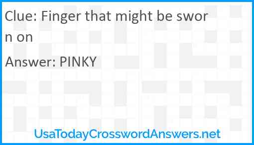 Finger that might be sworn on Answer