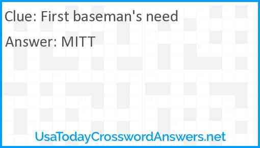 First baseman's need Answer