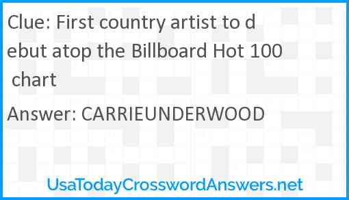 First country artist to debut atop the Billboard Hot 100 chart Answer