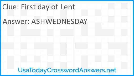 First day of Lent Answer