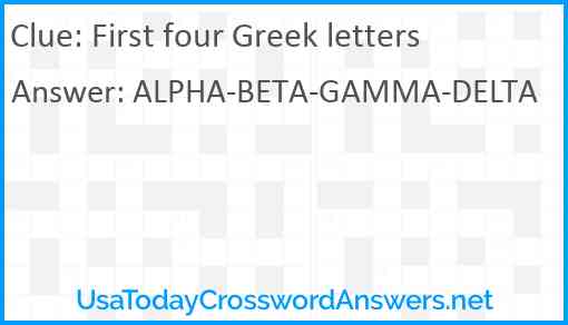 First four Greek letters Answer