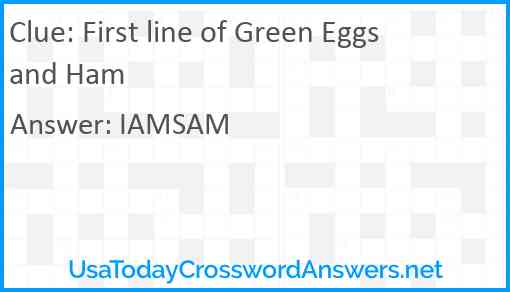 First line of Green Eggs and Ham Answer