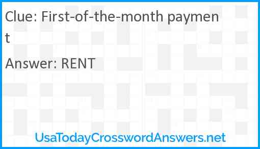 First-of-the-month payment Answer