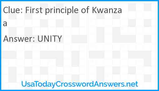 First principle of Kwanzaa Answer