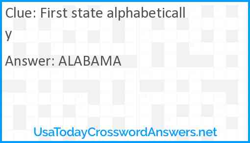 First state alphabetically Answer