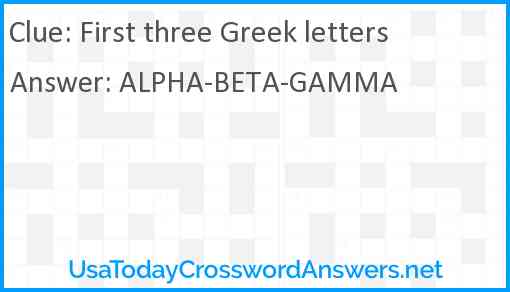 First three Greek letters Answer