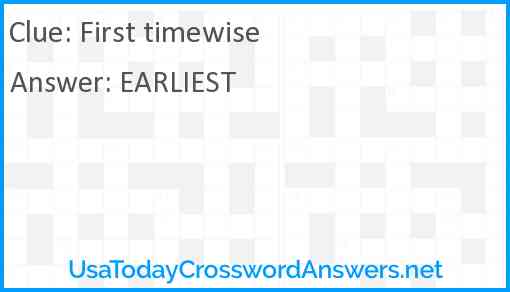 First timewise Answer