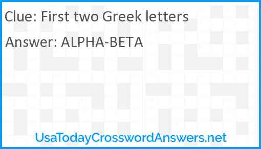 First two Greek letters Answer