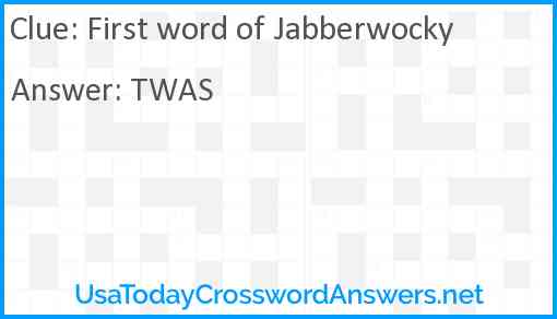 First word of Jabberwocky Answer