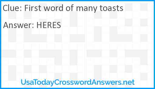 First word of many toasts Answer