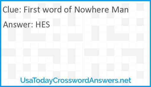 First word of Nowhere Man Answer