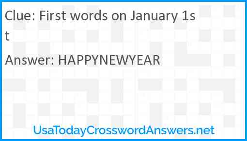 First words on January 1st Answer