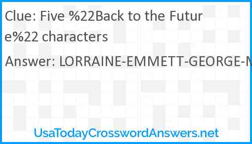 Five %22Back to the Future%22 characters Answer