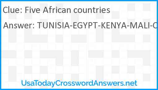 Five African countries Answer