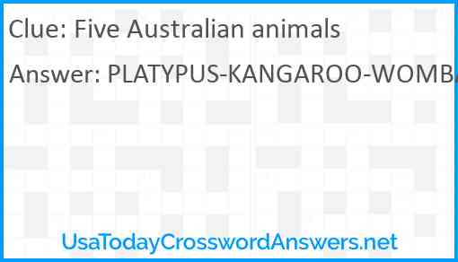 Five Australian animals Answer