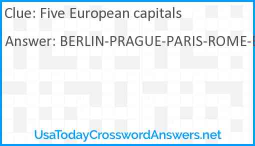 Five European capitals Answer