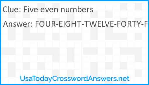Five even numbers Answer