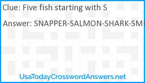 Five fish starting with S Answer