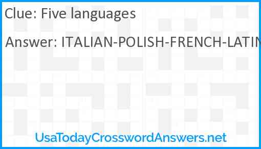 Five languages Answer