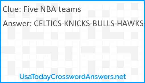 Five NBA teams Answer
