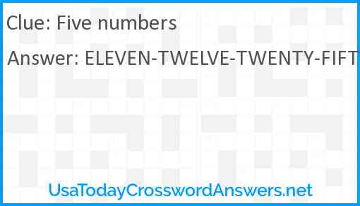 Five numbers Answer