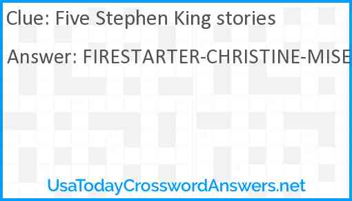 Five Stephen King stories Answer