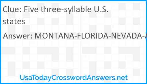 Five three-syllable U.S. states Answer
