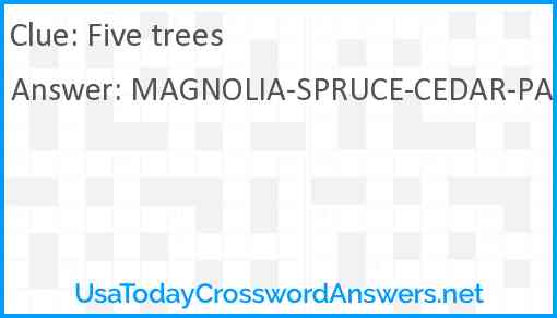Five trees Answer